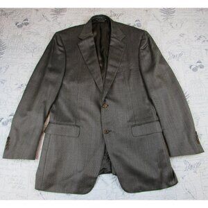 Canali Sport Coat Blazer Brown Gold patterned Silk Wool mens Italy 52 US 42 R